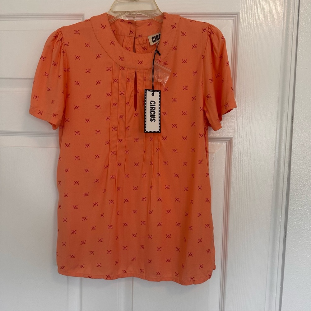 Coral Cat Patterned Women's Blouse from the UK